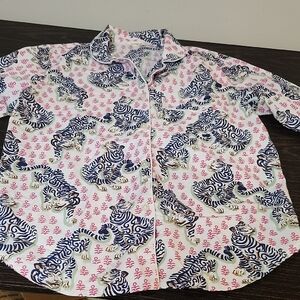 Printfresh Pink & Navy Tiger Print Pajama Top